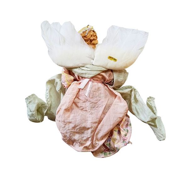 Vintage 80’s Porcelain Victorian Winged Feathers Angel Doll Ornament 7.50” FLAW* - Picture 3 of 4